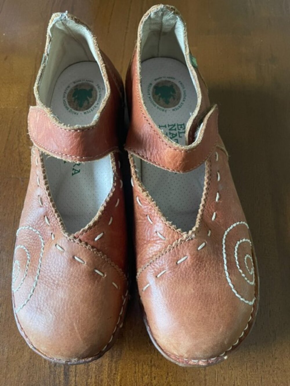 Vintage El Naturalista, Leather-Mary Jane heeled shoes, cognac-size 37